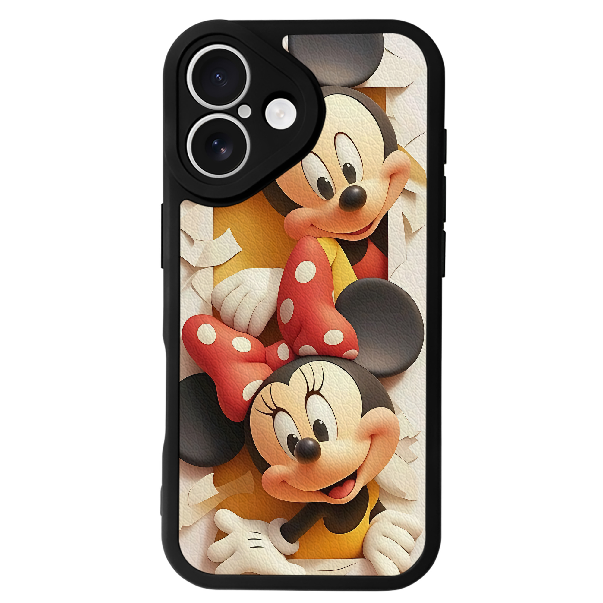 （画像用） ミッキーマウス Mickey Mouse 【iPhone 16シリーズ対応】シリコンスマホケース（レザー調） 材質：シリコン